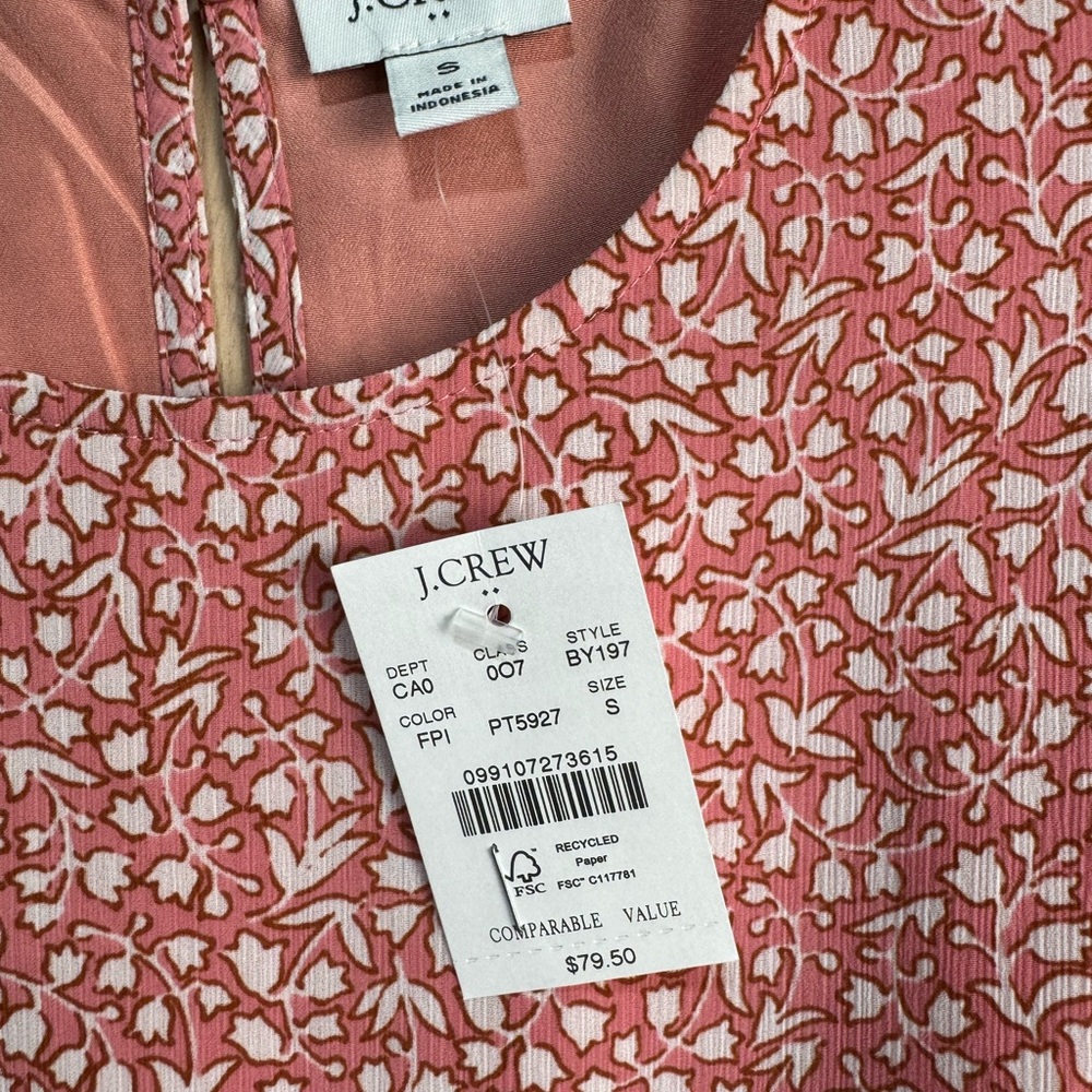 J.Crew Womens Floral Print Long Sleeve Blouse S Pink & White - Picture 3 of 12